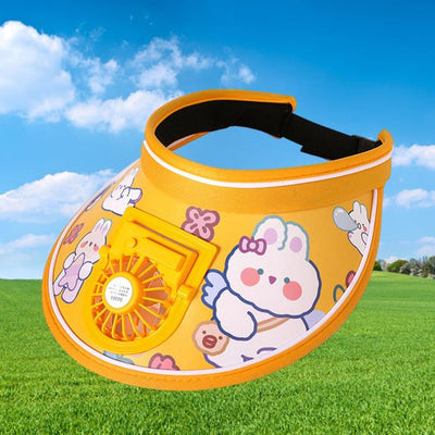 Stay Cool and Stylish with our Animal-Themed Summer Sun Visor Cap: Adjustable Strap and Built-in Fan