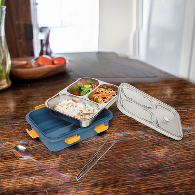 3 Compartment Stainless Steel Lunch Box - Kids Park
