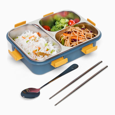 3 Compartment Stainless Steel Lunch Box - Kids Park