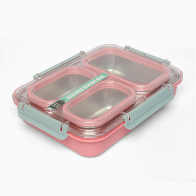 Stainless Steel 3-Compartment 1.2L Lunch Boxes: Durable and Eco-Friendly (pink)