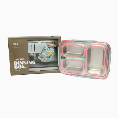 Stainless Steel 3-Compartment 1.2L Lunch Boxes: Durable and Eco-Friendly (pink)