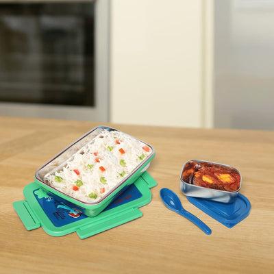 Dino Stainless steel 2 compartment lunch boxes : durable and stylish