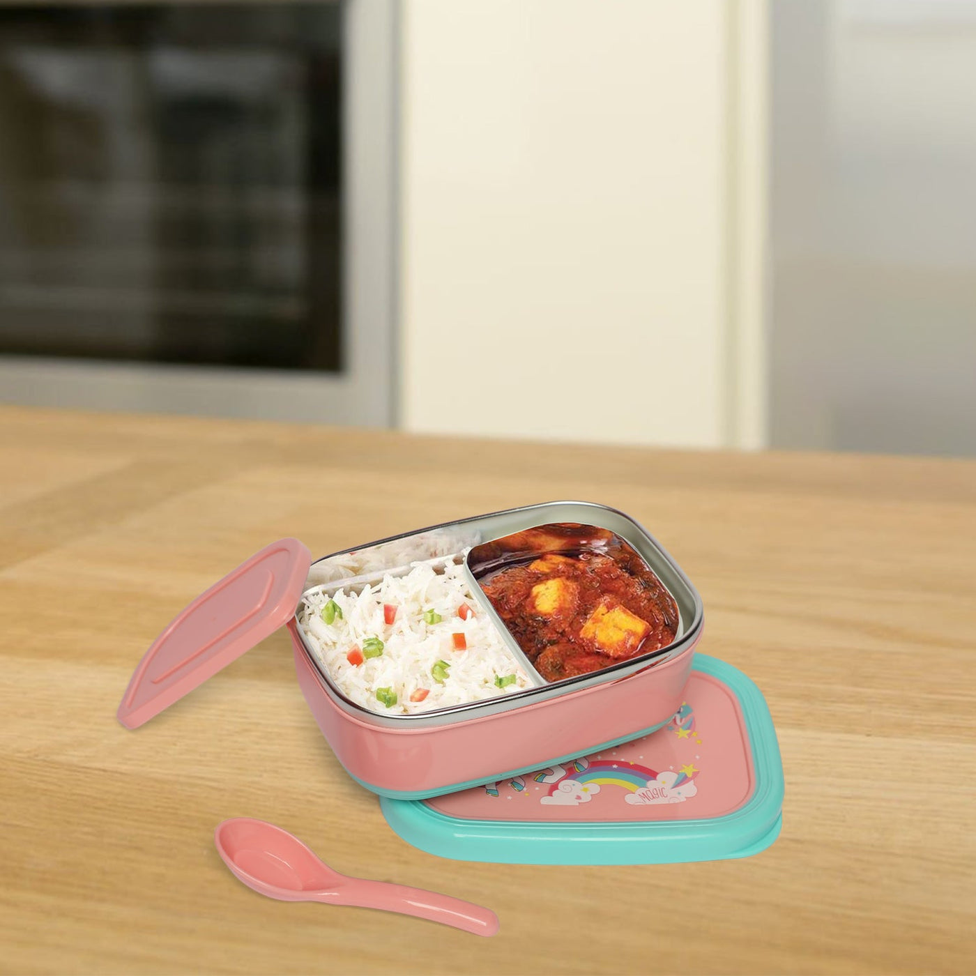 unicorn stainless Steel  2 compartment lunch box