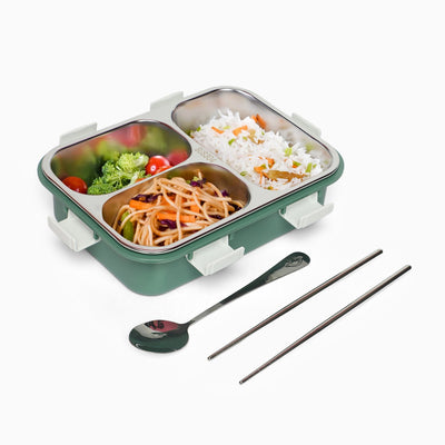 3-Compartment Stainless Steel Lunch Box - Kids Park