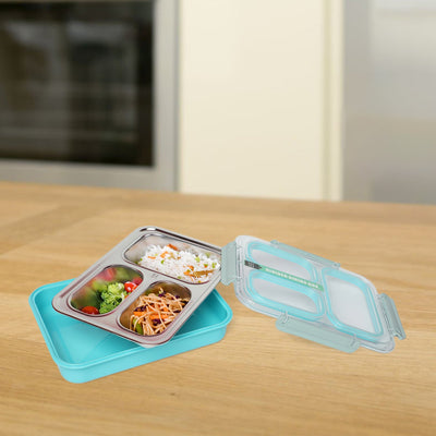 304 Stainless Steel 3-Compartment Lunch Box - Kids Park