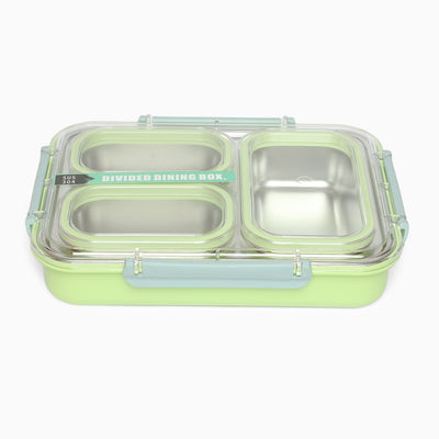Stainless Steel 3-Compartment 1.2 L Lunch Boxes: Durable and Eco-Friendly (green)