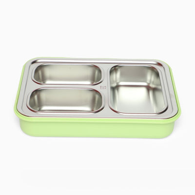 Stainless Steel 3-Compartment 1.2 L Lunch Boxes: Durable and Eco-Friendly (green)