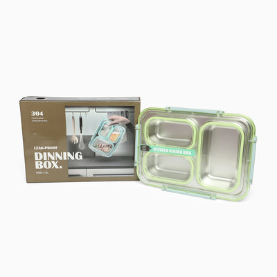 Stainless Steel 3-Compartment 1.2 L Lunch Boxes: Durable and Eco-Friendly (green)