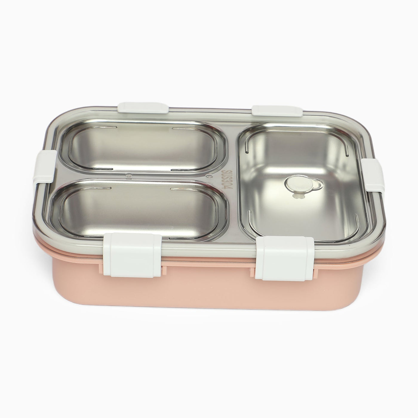 Triple Grid Insulated Steel Lunch Box - 750 ML (Peach)