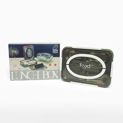 Food stainless steel 4 compartment lunchbox-1000 ml (green)