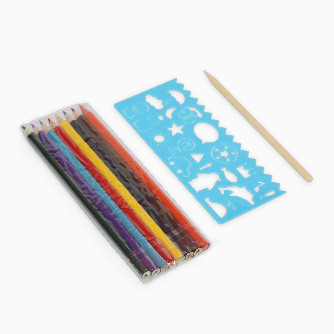 space 3 fold colouring book with scratch notes,colouring pencil and stencil