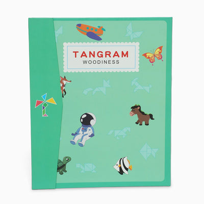 TANGRAM wooden magnetic puzzle book game for kids, Educational and early development