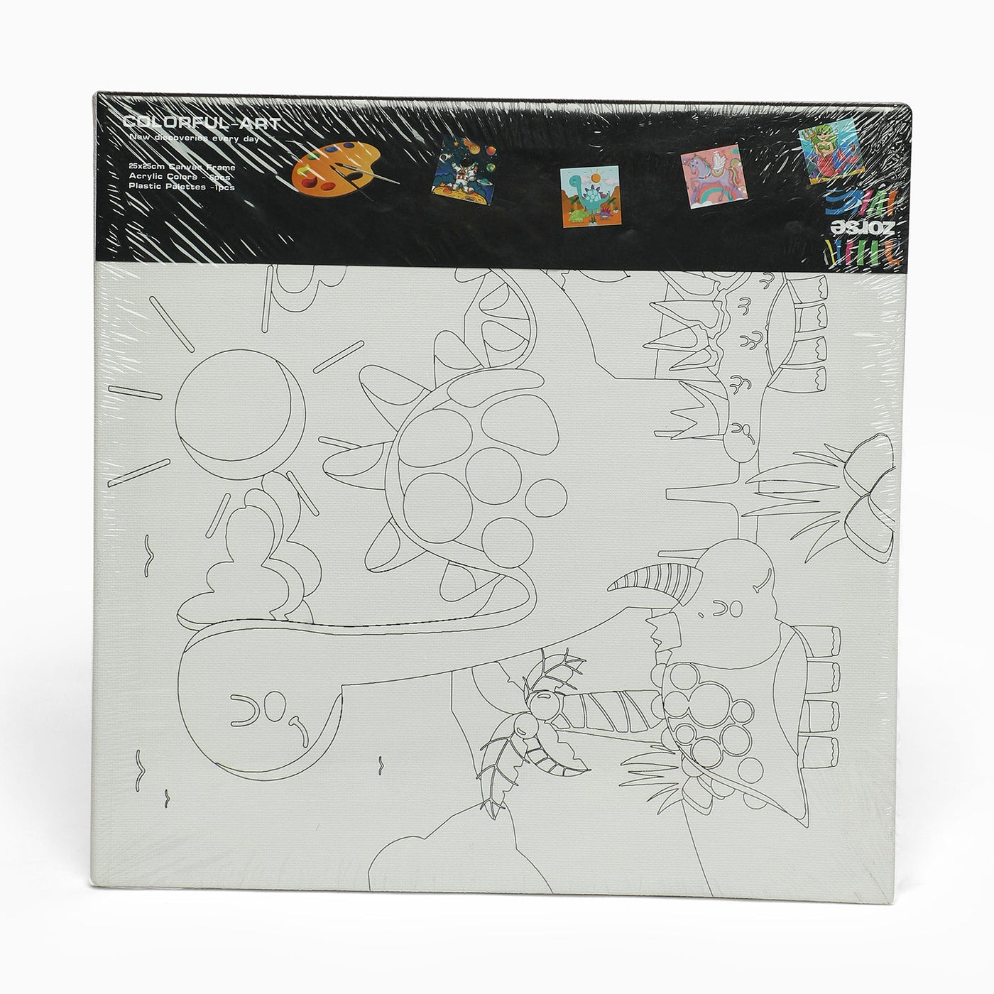 ZORSE Dino six shades of Expression  wooden frame canvas painting set 25 x25cm