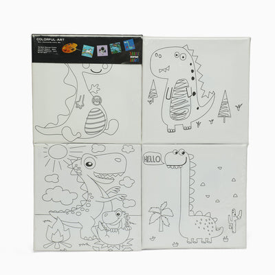 ZORSE Dino 4pc eight shades of Expression wooden frame canvas painting set 15 x 15cm
