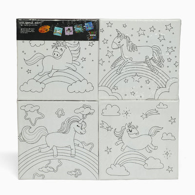 ZORSE Unicorn 4pc eight shades of Expression  wooden frame canvas painting set 15 x 15cm