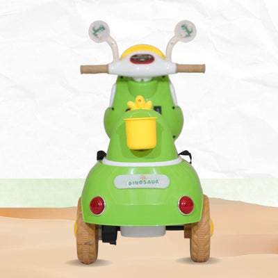Baby Moo Whimsical Cartoon Kids Electric 3-Wheel Motorcycle Scooter Rechargeable Battery-Powered with Music & Lights Toddler Ride-On Bike Toy for Imaginative Adventures - Green