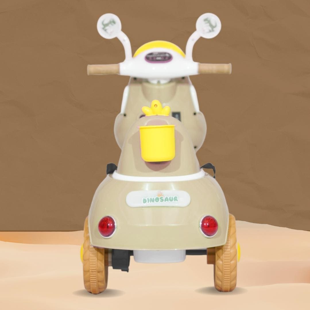 Baby Moo Whimsical Cartoon Kids Electric 3-Wheel Motorcycle Scooter Rechargeable Battery-Powered with Music & Lights Toddler Ride-On Bike Toy for Imaginative Adventures - Off White