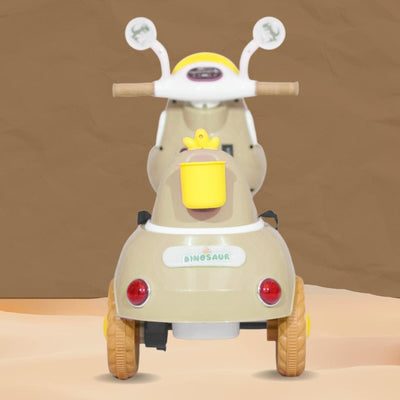 Baby Moo Whimsical Cartoon Kids Electric 3-Wheel Motorcycle Scooter Rechargeable Battery-Powered with Music & Lights Toddler Ride-On Bike Toy for Imaginative Adventures - Off White