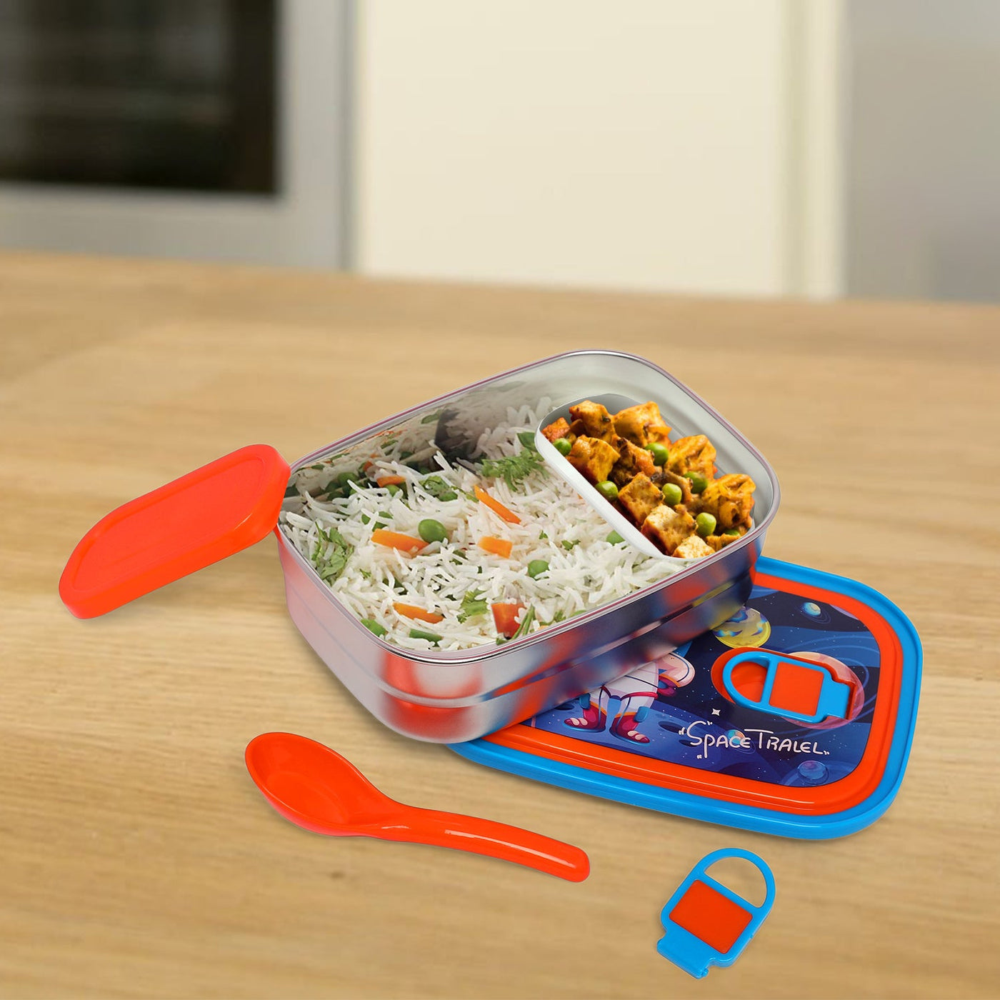 Space Stainless-Steel 2 compartment Lunch Box for Kids