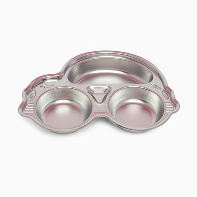 kids Car themed dinner plate 304 stainless steel food plate divided 3 sections for kids