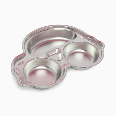 kids Car themed dinner plate 304 stainless steel food plate divided 3 sections for kids