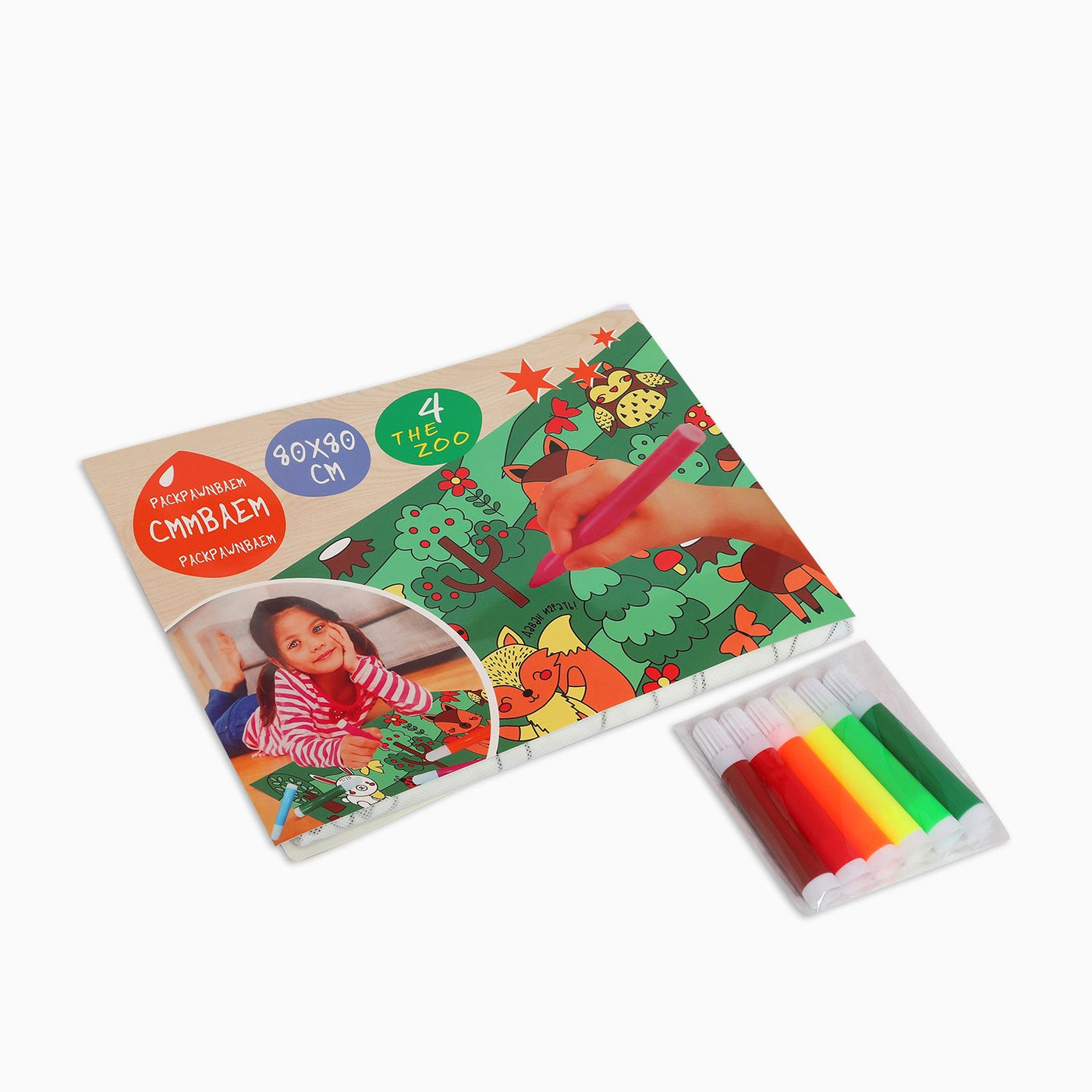 ZORSE Zoo reusable washable coloring mat for your kids 80 x 80cm