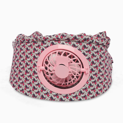 Kids/women USB charging face mask with fan breathable sun hat summer UV protection neck cover cap Visor ( red bow )