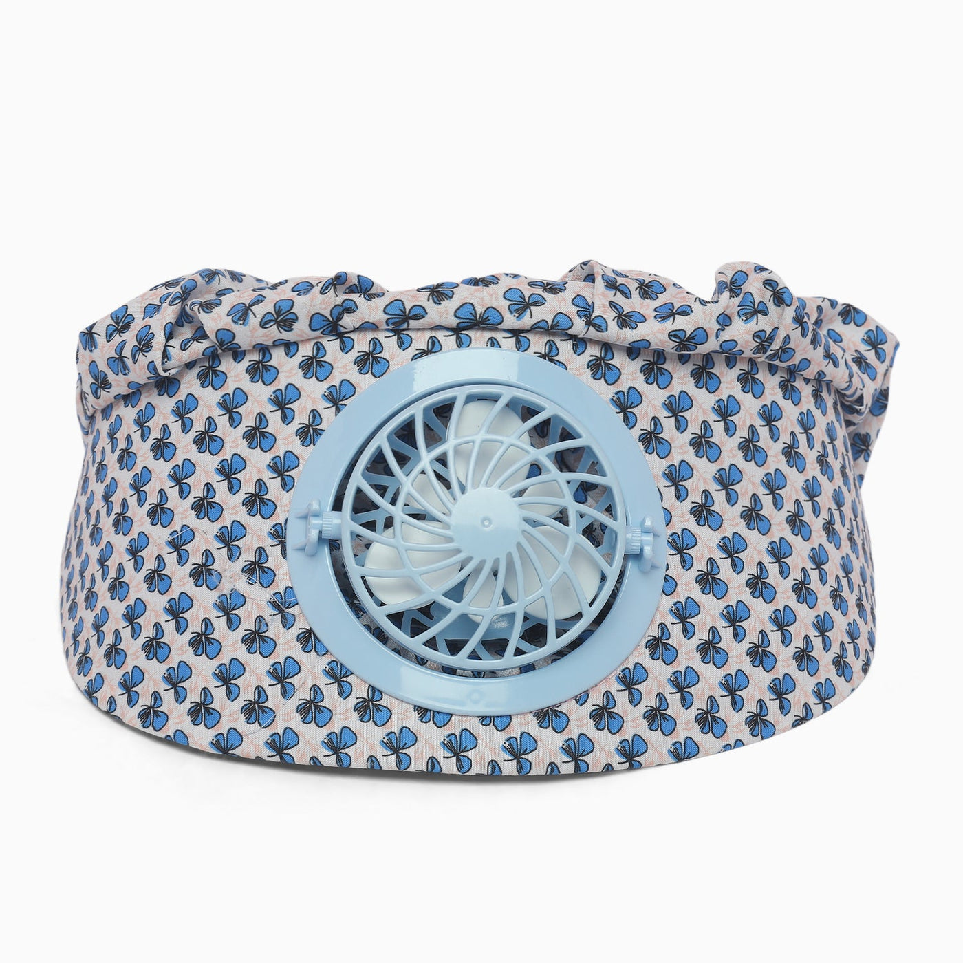 Kids/women USB charging face mask with fan breathable sun hat summer UV protection neck cover cap Visor ( blue bow )