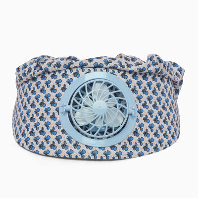 Kids/women USB charging face mask with fan breathable sun hat summer UV protection neck cover cap Visor ( blue bow )