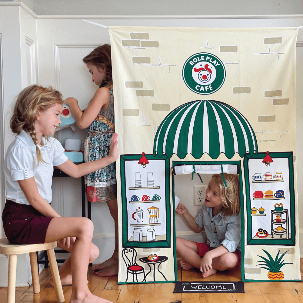 Role Play Coffee Shop Doorway Portal Play & Espresso Machine Set
