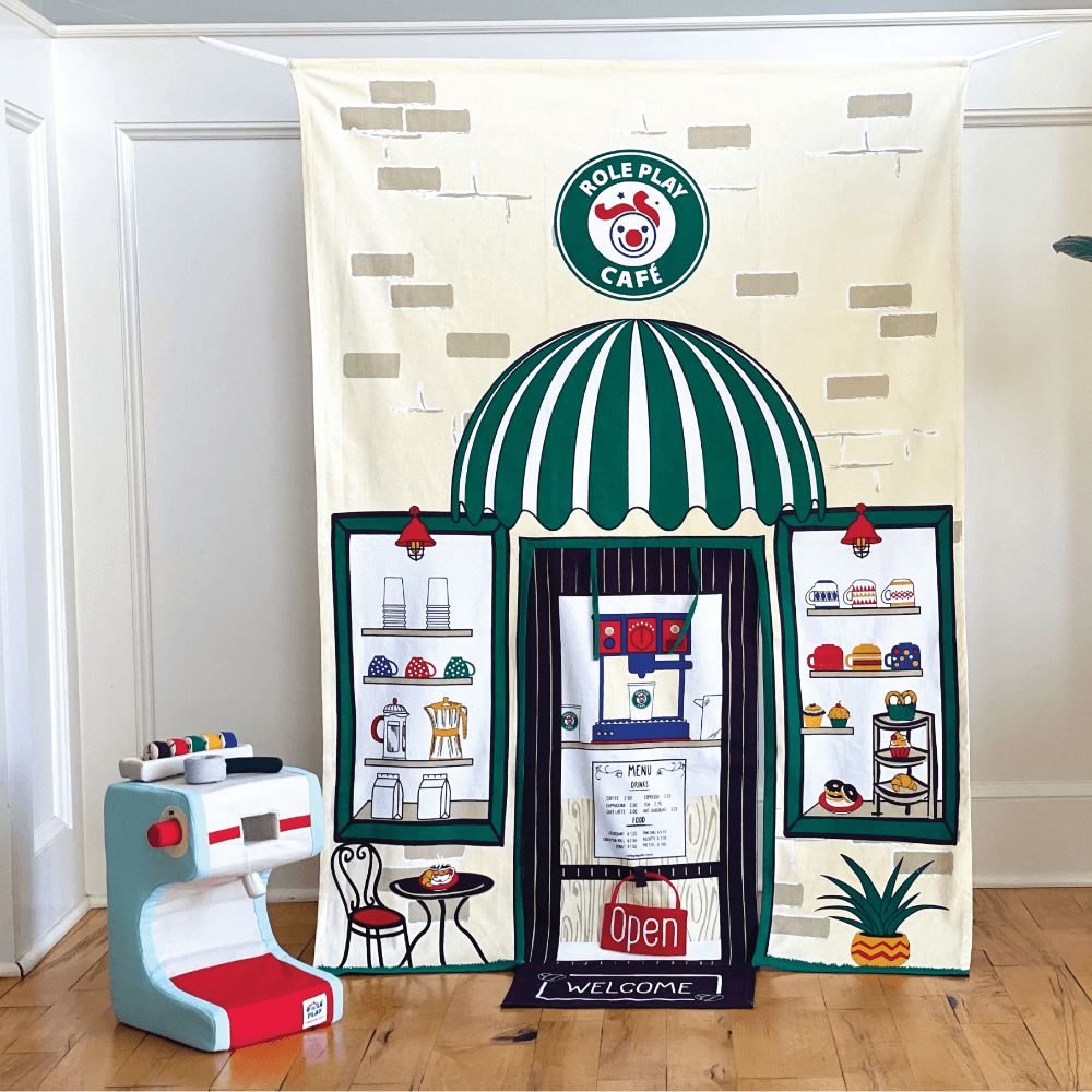 Role Play Coffee Shop Doorway Portal Play & Espresso Machine Set