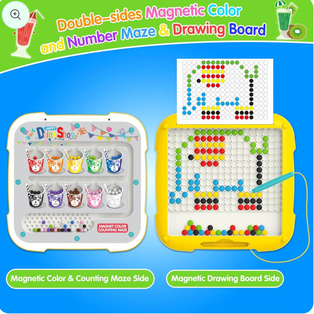2-in-1 Magnetic Dot Drawing Board & Maze for Kids