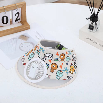 Stay Cool and Stylish with our Animal-Themed Summer Sun Visor Cap: Adjustable Strap and Built-in Fan