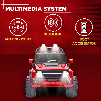 Baby Moo Ride On Jeep For Kids With Rechargeable 12V Battery Remote Control Double Seat - Red