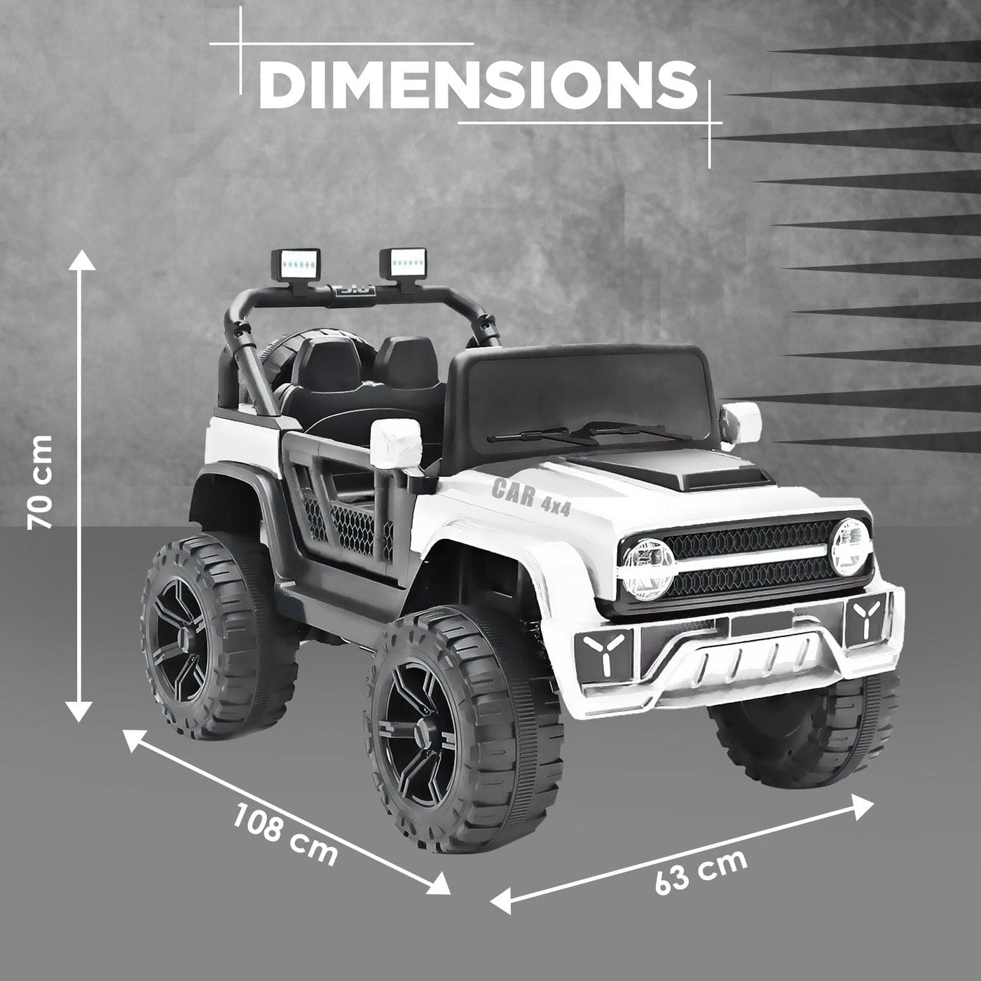 Baby Moo Ride On Jeep For Kids With Rechargeable 12V Battery Remote Control Double Seat - White