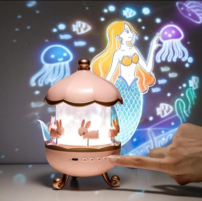 Rotating Night Light Projector with Music & Rabbit Carousel Design