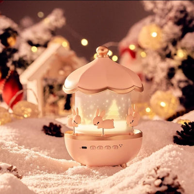 Rotating Night Light Projector with Music & Rabbit Carousel Design
