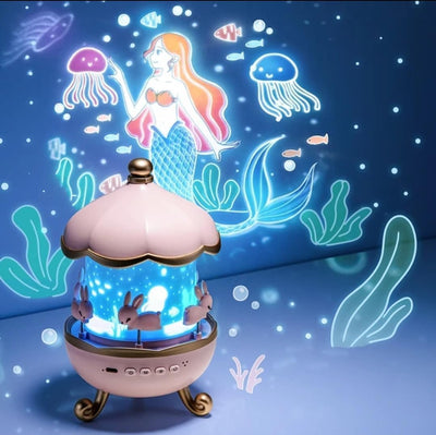 Rotating Night Light Projector with Music & Rabbit Carousel Design