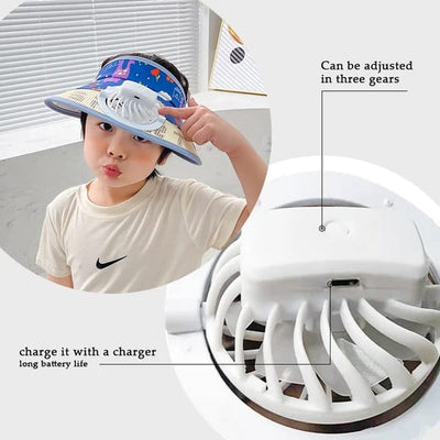 Stay Cool and Stylish with our Animal-Themed Summer Sun Visor Cap: Adjustable Strap and Built-in Fan