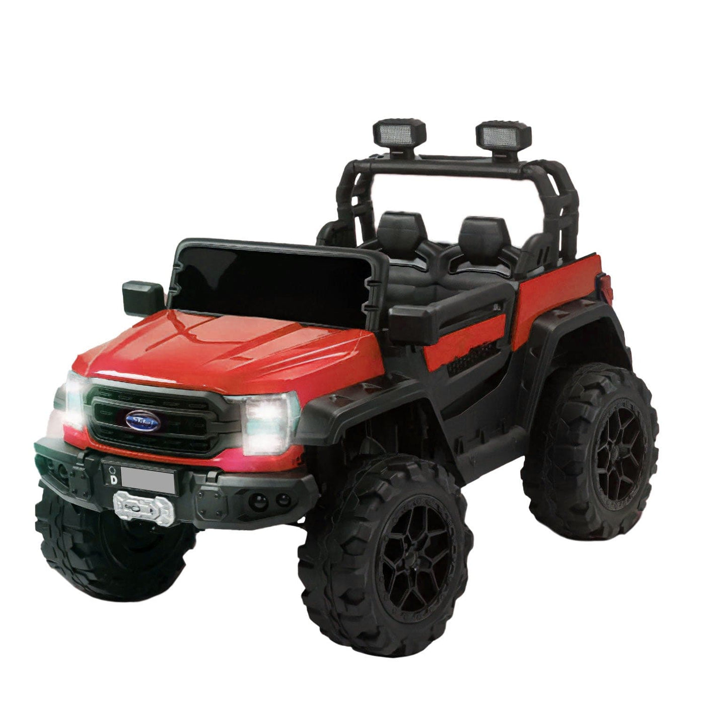 Baby Moo Ford 4X4 Battery Operated Electric Ride On Jeep Rechargeable 12V Battery With Remote Control LED Lights, Music & USB Port - Red