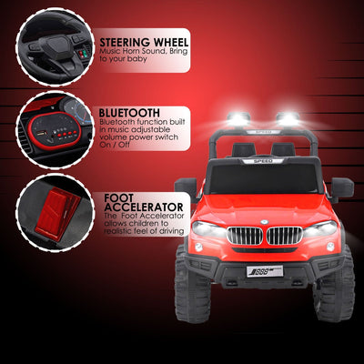 Baby Moo 4X4 Mercedes Benz Electric Ride-On Car for Kids | Rechargeable Battery | Bluetooth Remote Control | USB MP3 Player | Double Seat | Age 2-6 - Red