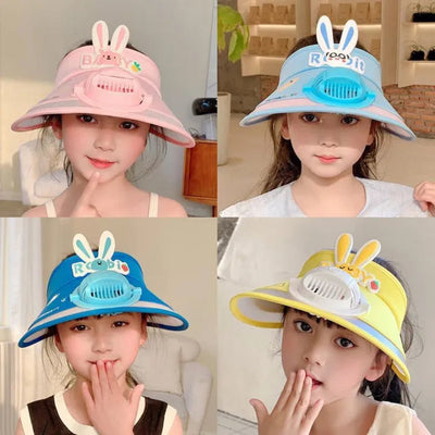 Stay Cool and Stylish with our Animal-Themed Summer Sun Visor Cap: Adjustable Strap and Built-in Fan
