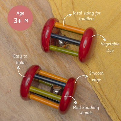 Ariro Wooden Rattle Small Tumbler Red
