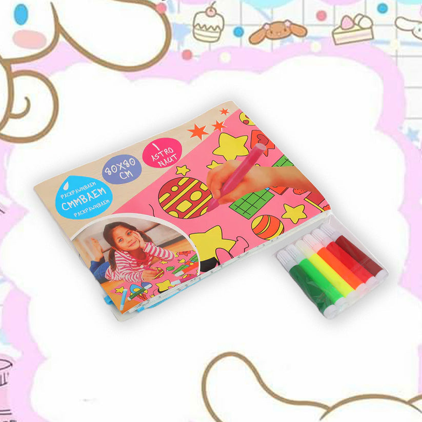 ZORSE astronaut reusable washable coloring mat for your kids 80 x 80cm