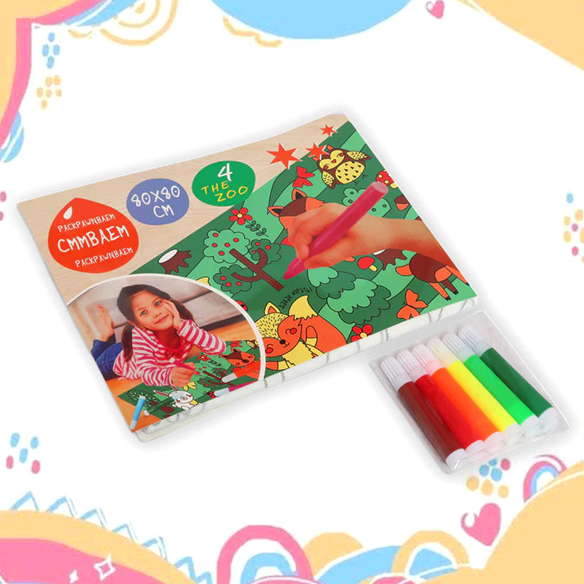 ZORSE Zoo reusable washable coloring mat for your kids 80 x 80cm