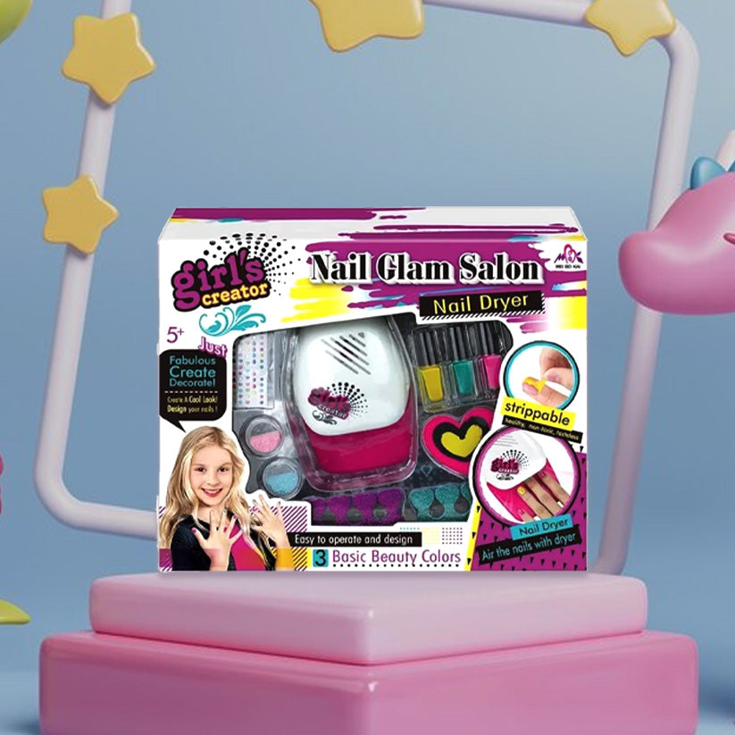 Nail glam Polish Makeup Sets for Kids with Nail Dryer for your Baby Girl 15 pcs set