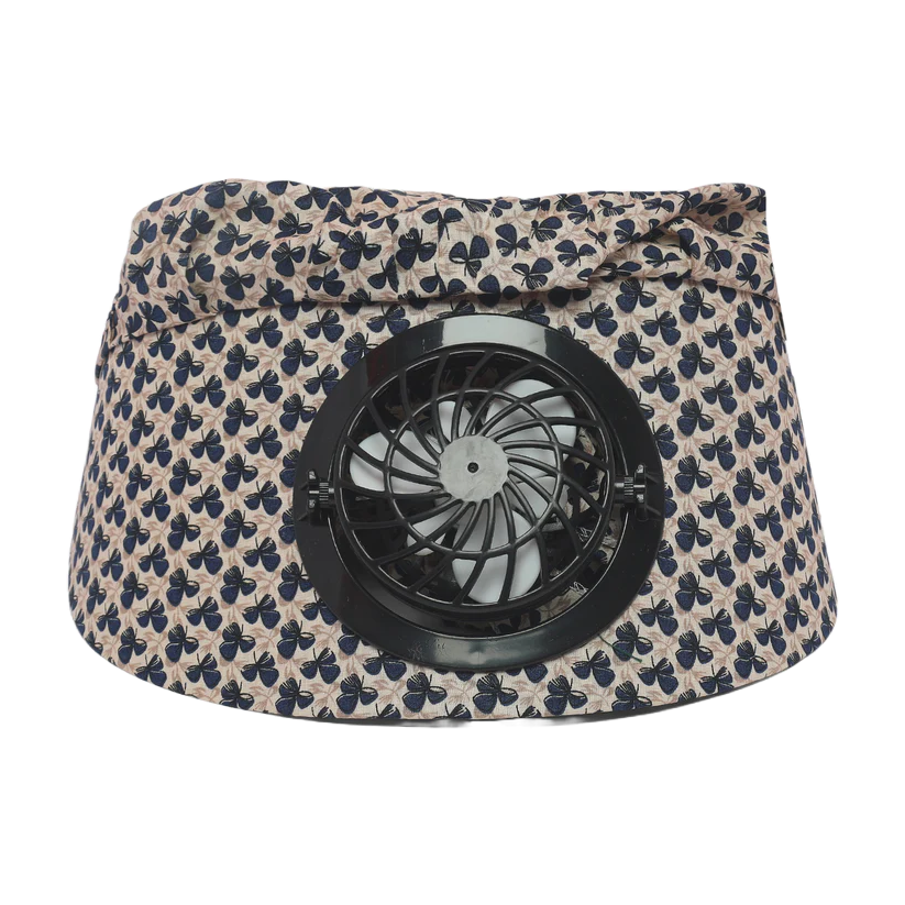 Kids/women USB charging face mask with fan breathable sun hat summer UV protection neck cover cap Visor ( black bow )