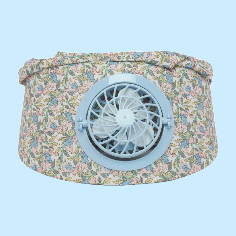 Kids/women USB charging face mask with fan breathable sun hat summer UV protection neck cover cap Visor ( plant )