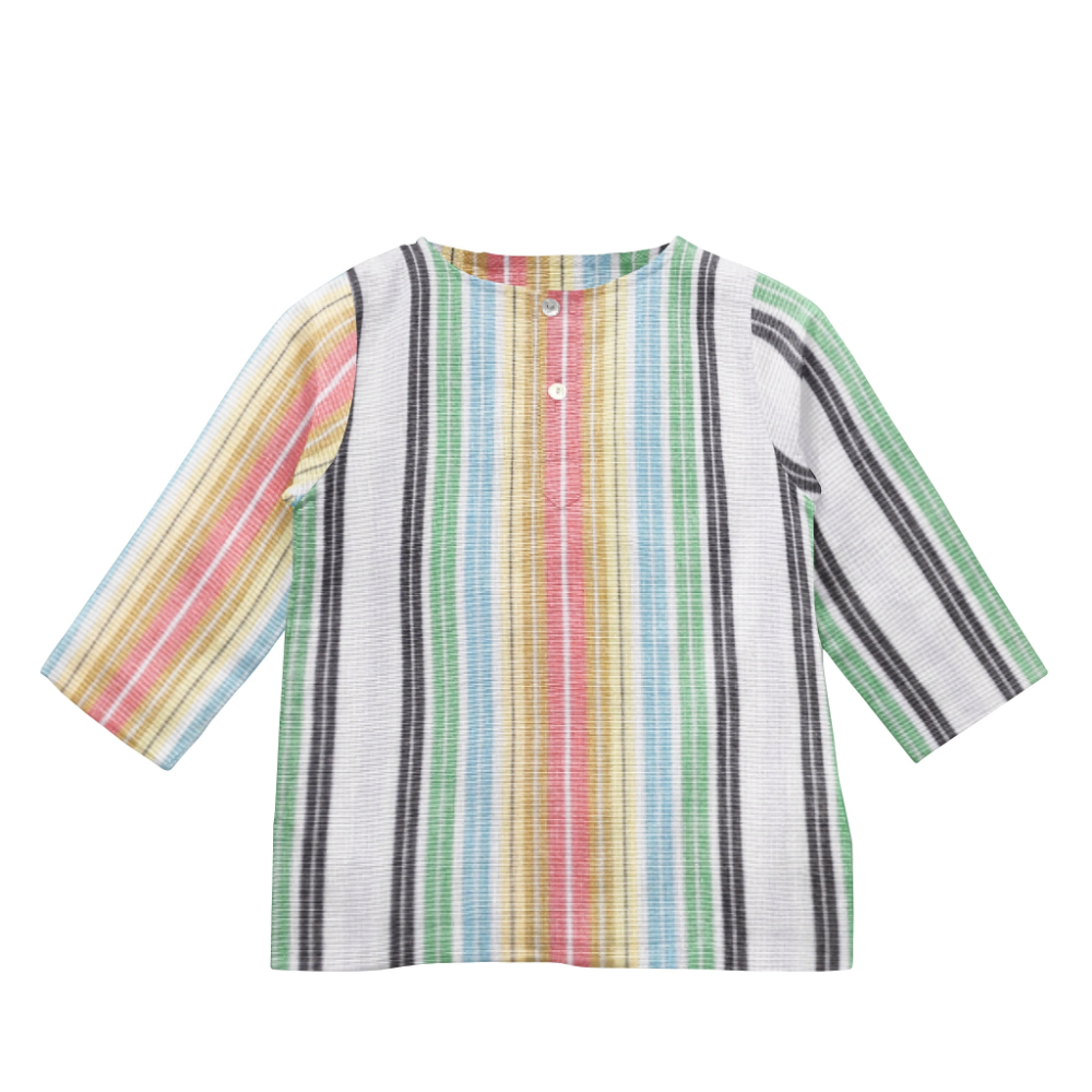The Baby Atelier Pajama Kurta set Orange & Green Stripe