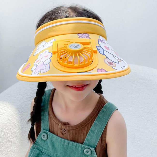 Stay Cool and Stylish with our Animal-Themed Summer Sun Visor Cap: Adjustable Strap and Built-in Fan
